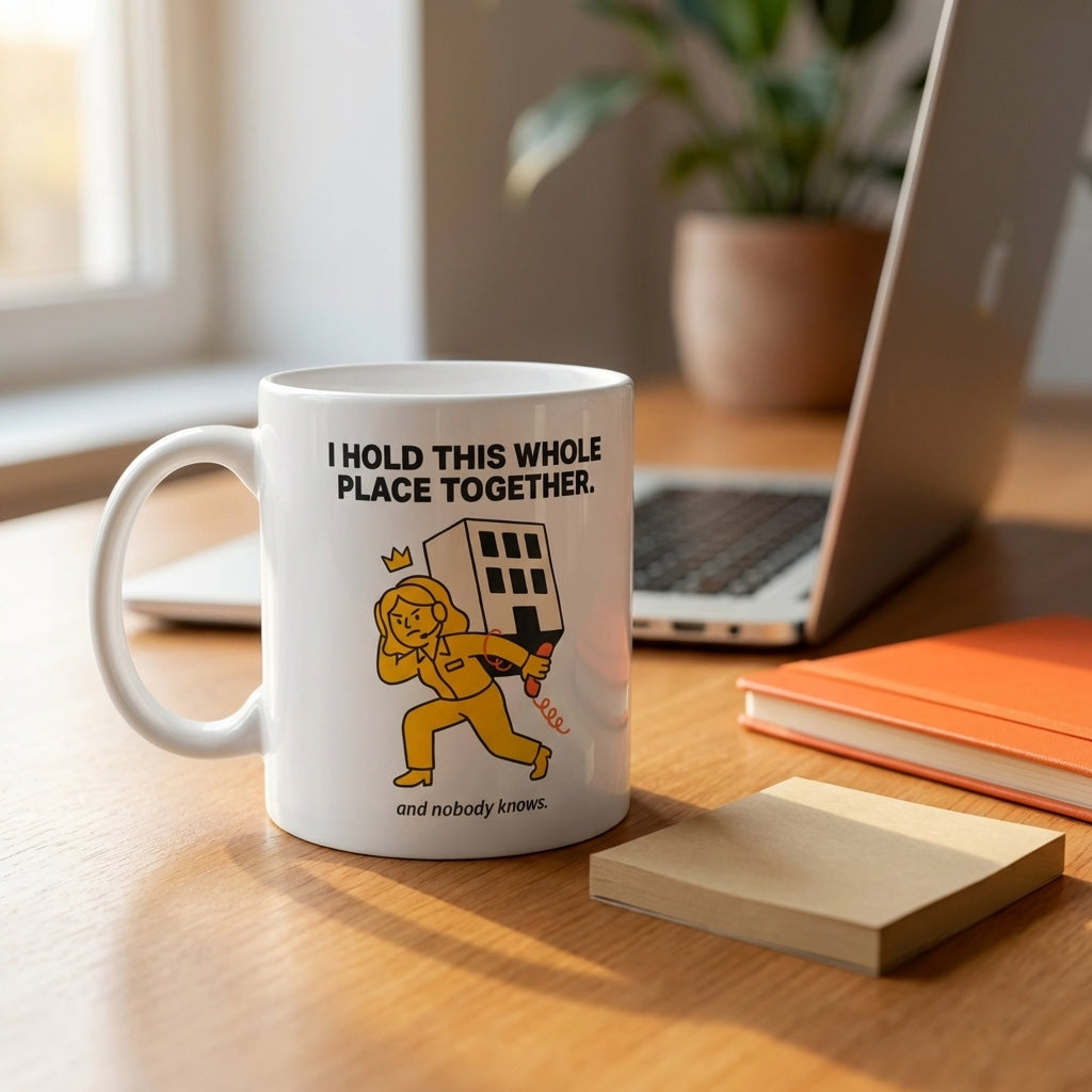 I Hold This Whole Place Together Funny Office Mug for Her