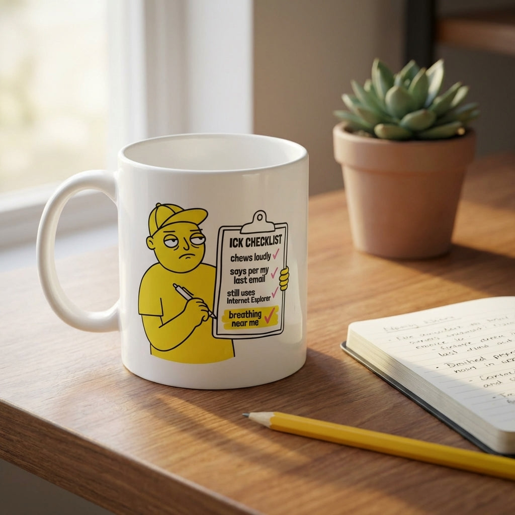 Ick Checklist Funny Sarcastic Mug for Coworkers and Introverts