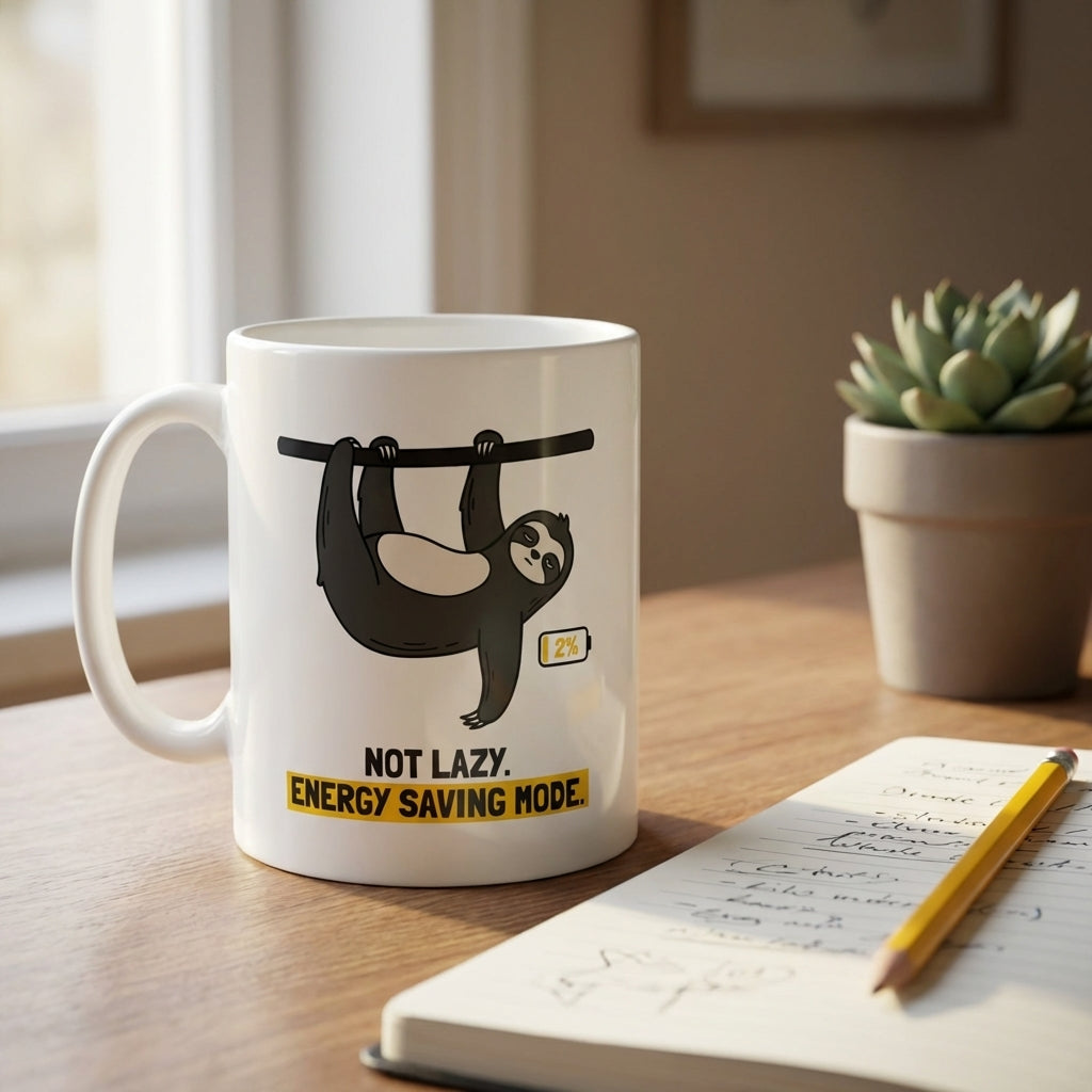 Not Lazy Energy Saving Mode Funny Sloth Mug for Animal Lovers