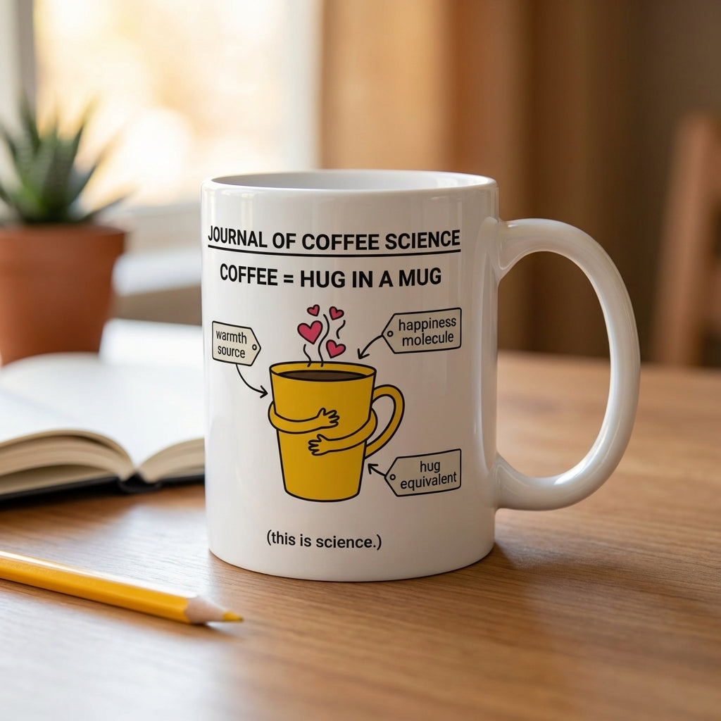 Coffee Hug in a Mug Funny Coffee Science Mug for Coffee Lovers