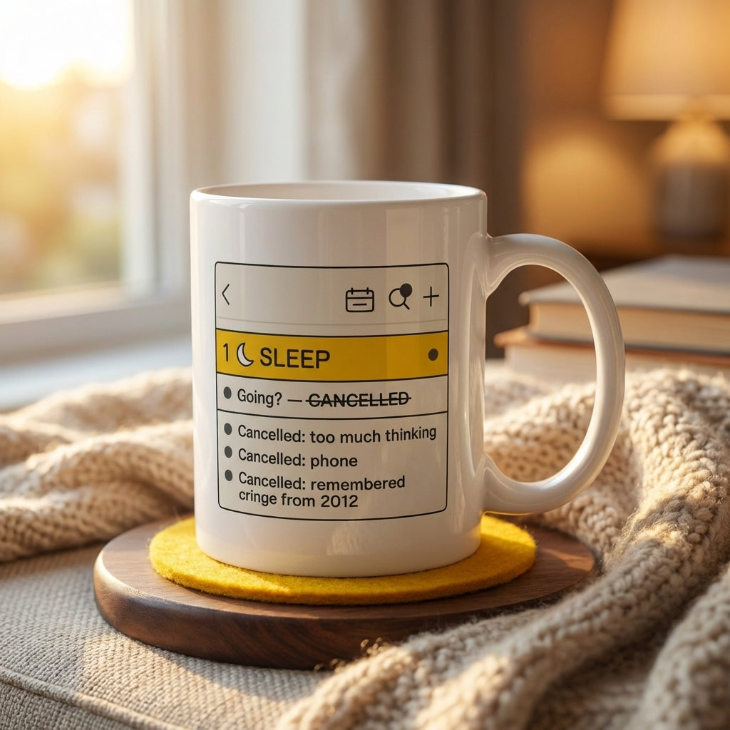 Sleep Cancelled Funny Insomnia Mug for Overthinkers and Night Owls