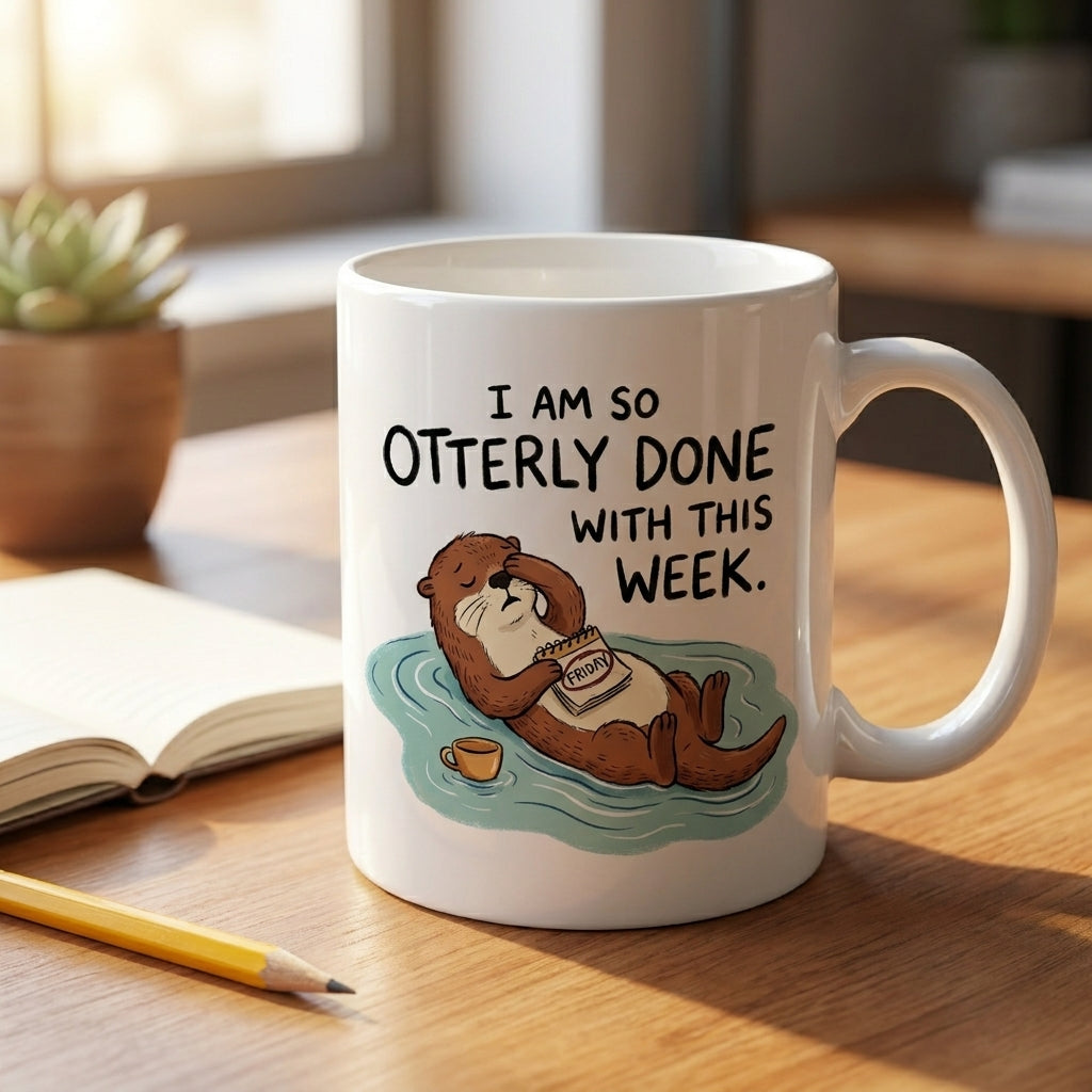 Otterly Done With This Week Funny Otter Mug Friday Mood Gift