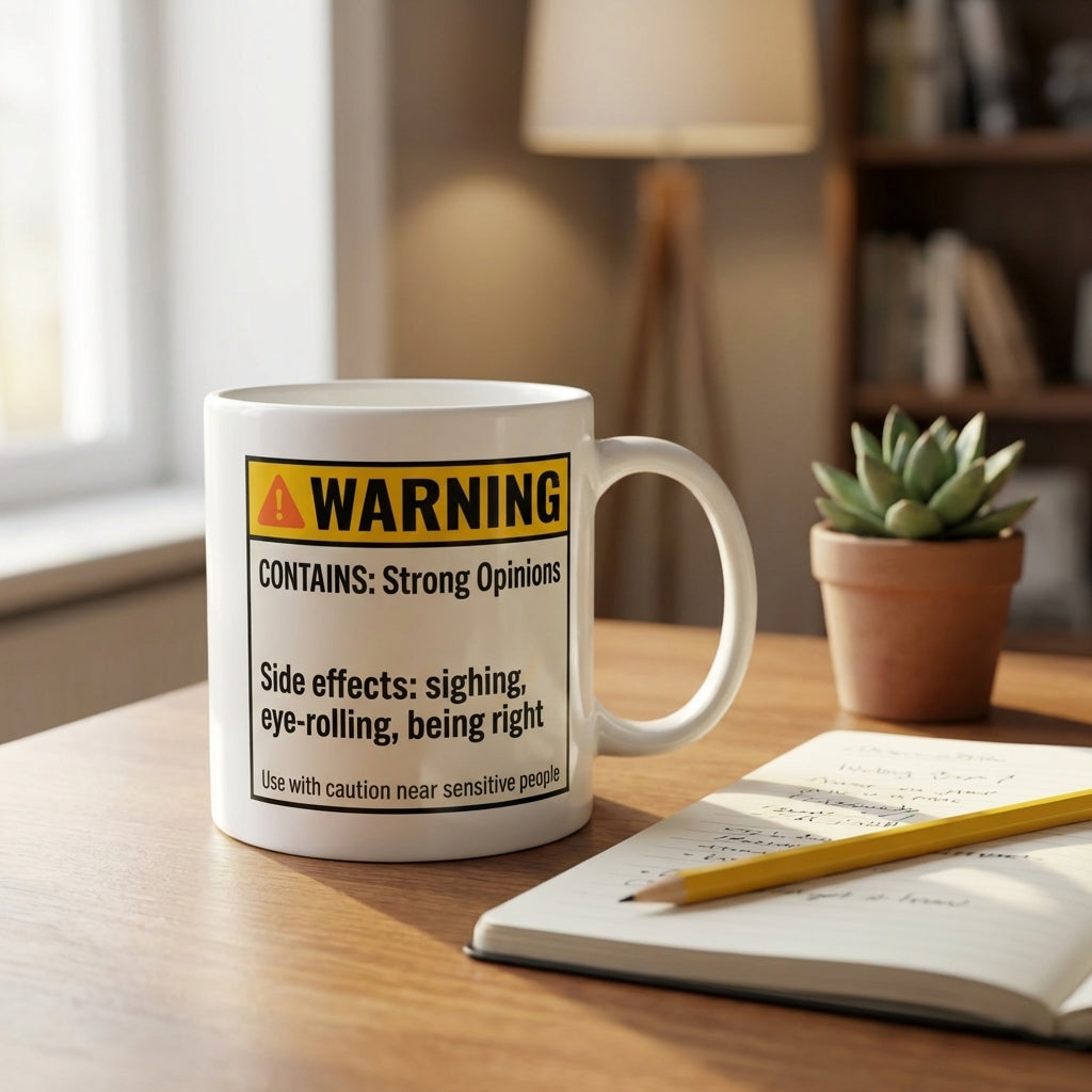 Warning Contains Strong Opinions Funny Sarcastic Mug for Coworkers