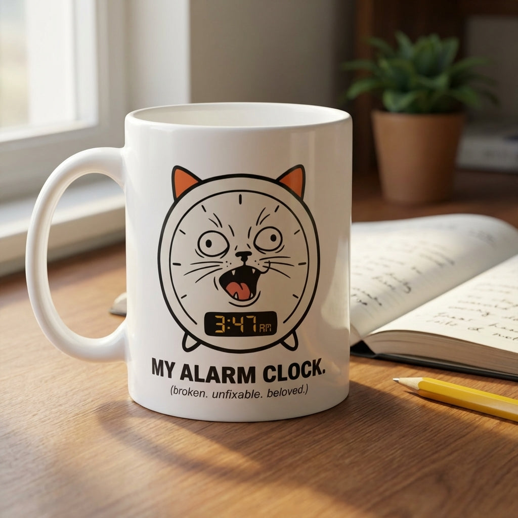 My Alarm Clock Funny Cat Mug for Cat Lovers and Pet Parents