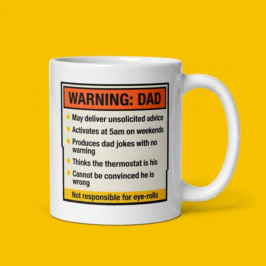 Warning Dad Funny Father’s Day Mug Gift for Dad with Dad Jokes