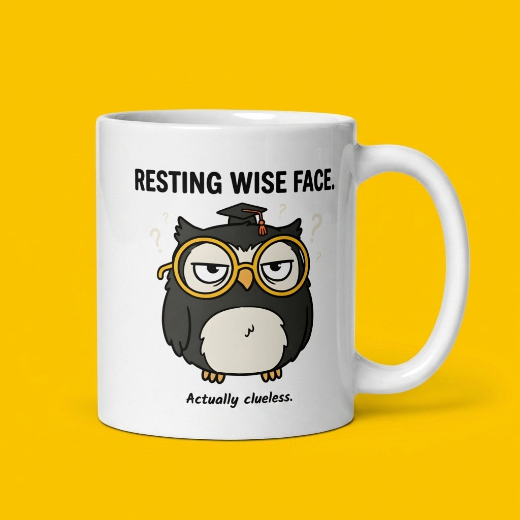 Resting Wise Face Funny Owl Mug Cute Owl Coffee Cup Gift