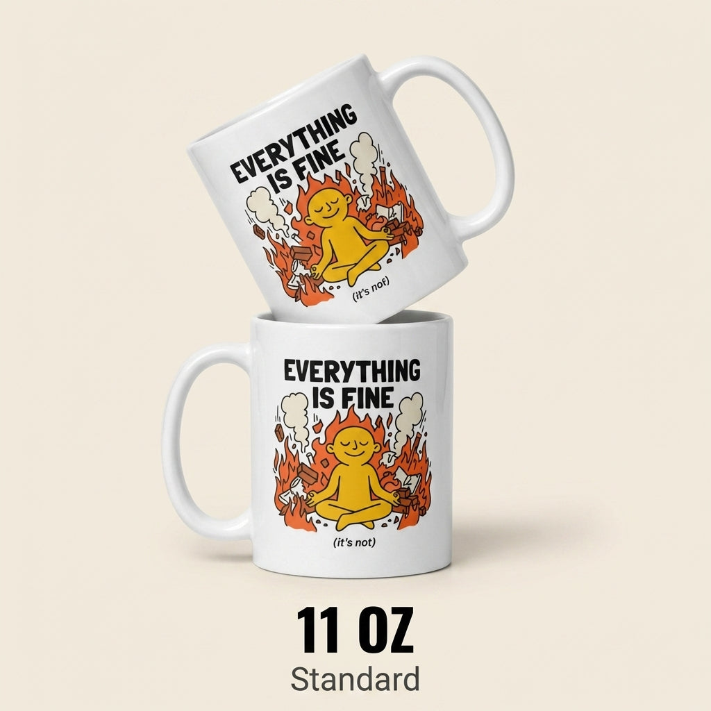 Everything Is Fine It’s Not Funny Anxiety Coffee Mug for Coworkers