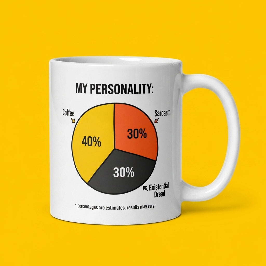 My Personality Coffee Sarcasm Existential Dread Funny Pie Chart Mug