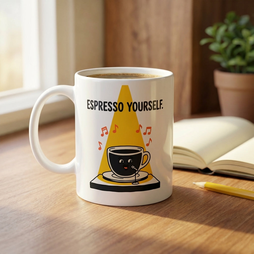 Espresso Yourself Funny Coffee Pun Mug for Coffee Lovers