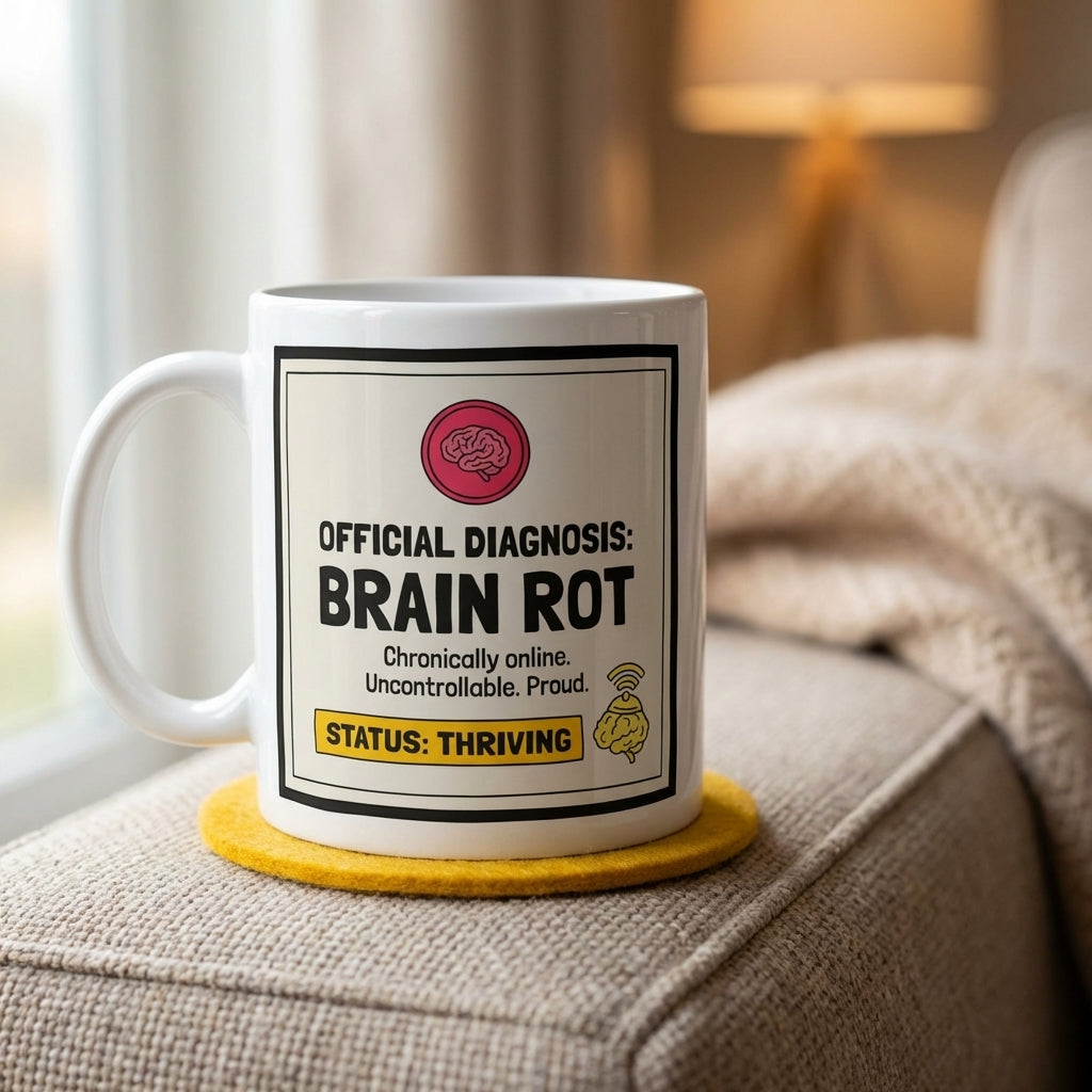 Official Diagnosis Brain Rot Funny Meme Mug Chronically Online Gift
