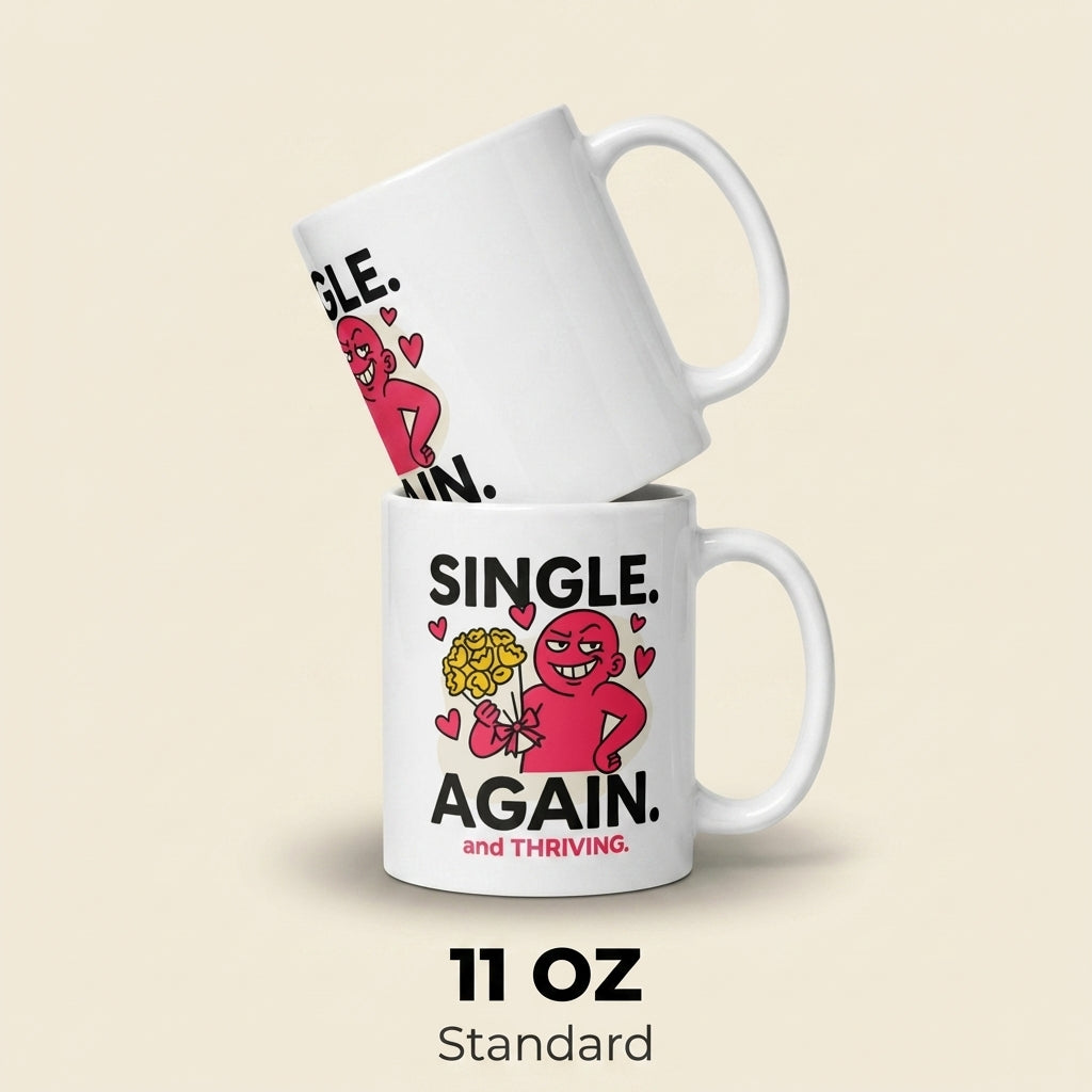 Single Again and Thriving Funny Breakup Mug for Single Women