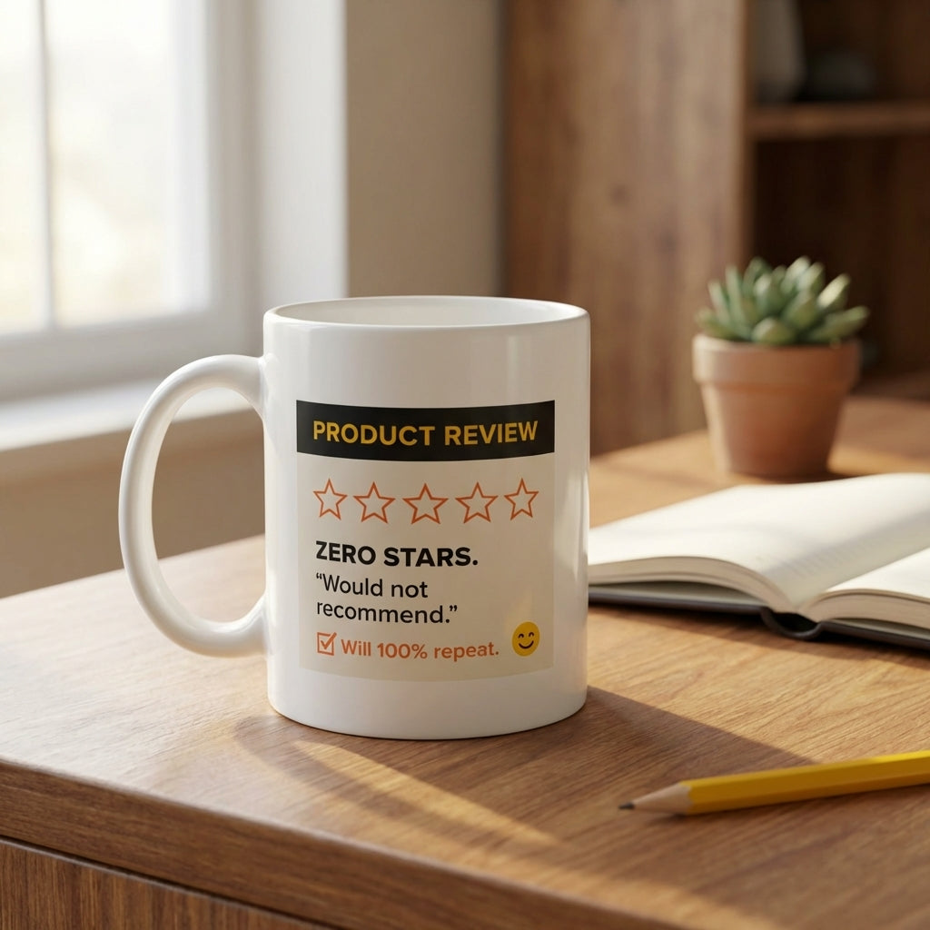 Zero Stars Would Not Recommend Funny Sarcastic Mug for Chaos Lovers