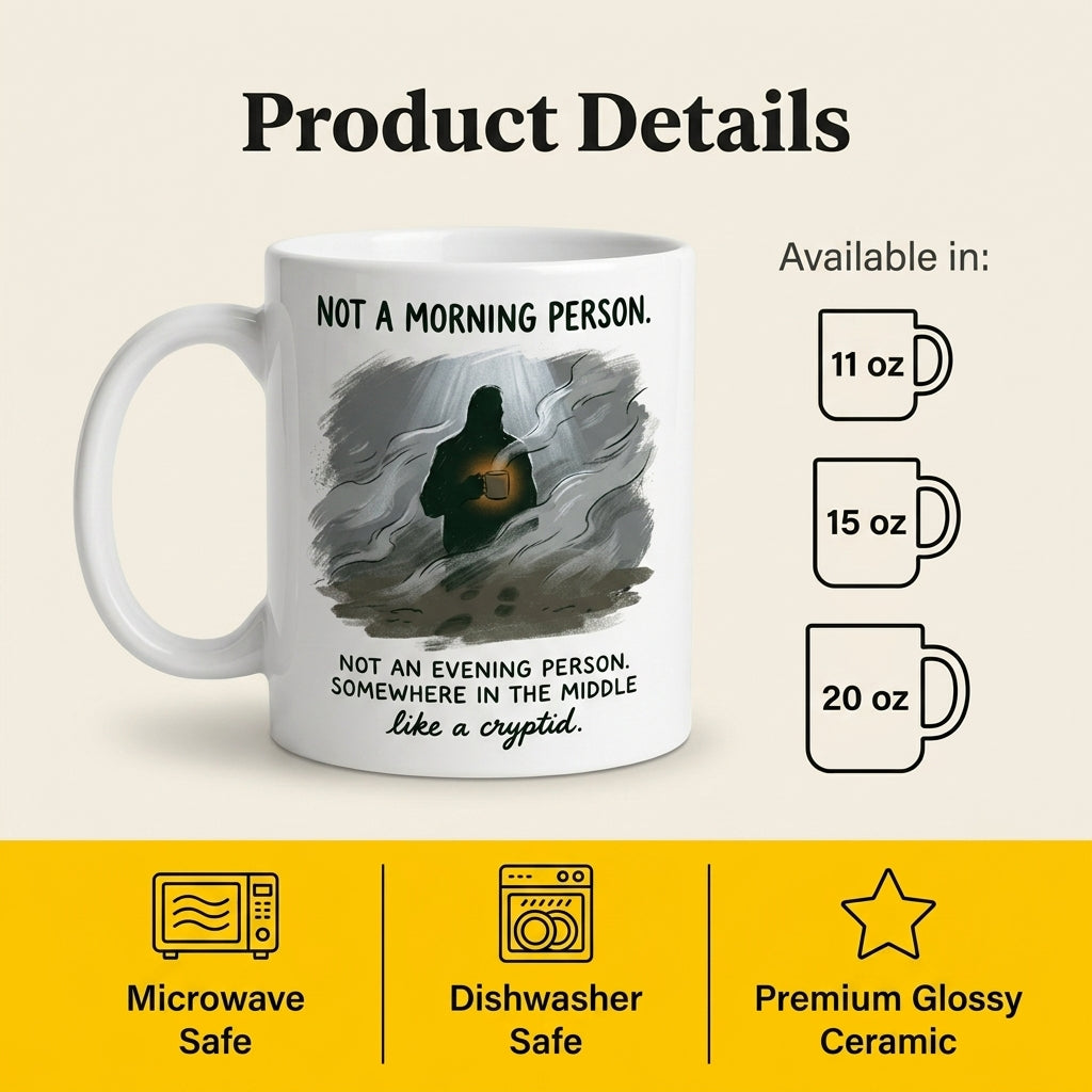 Not a Morning Person Funny Cryptid Mug Introvert Coffee Cup Gift