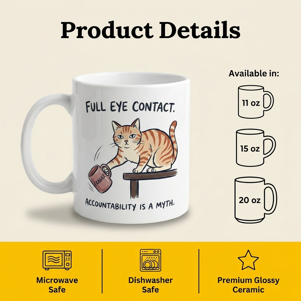 Full Eye Contact Accountability Is a Myth Funny Cat Mug Gift