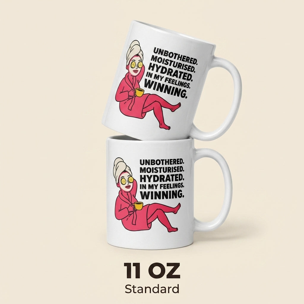 Unbothered Moisturised Hydrated Winning Funny Self Care Mug