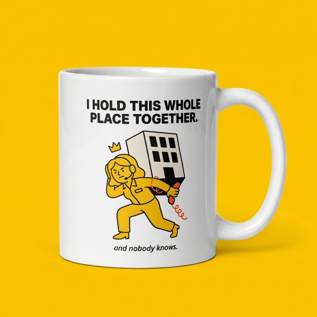 I Hold This Whole Place Together Funny Office Mug for Her