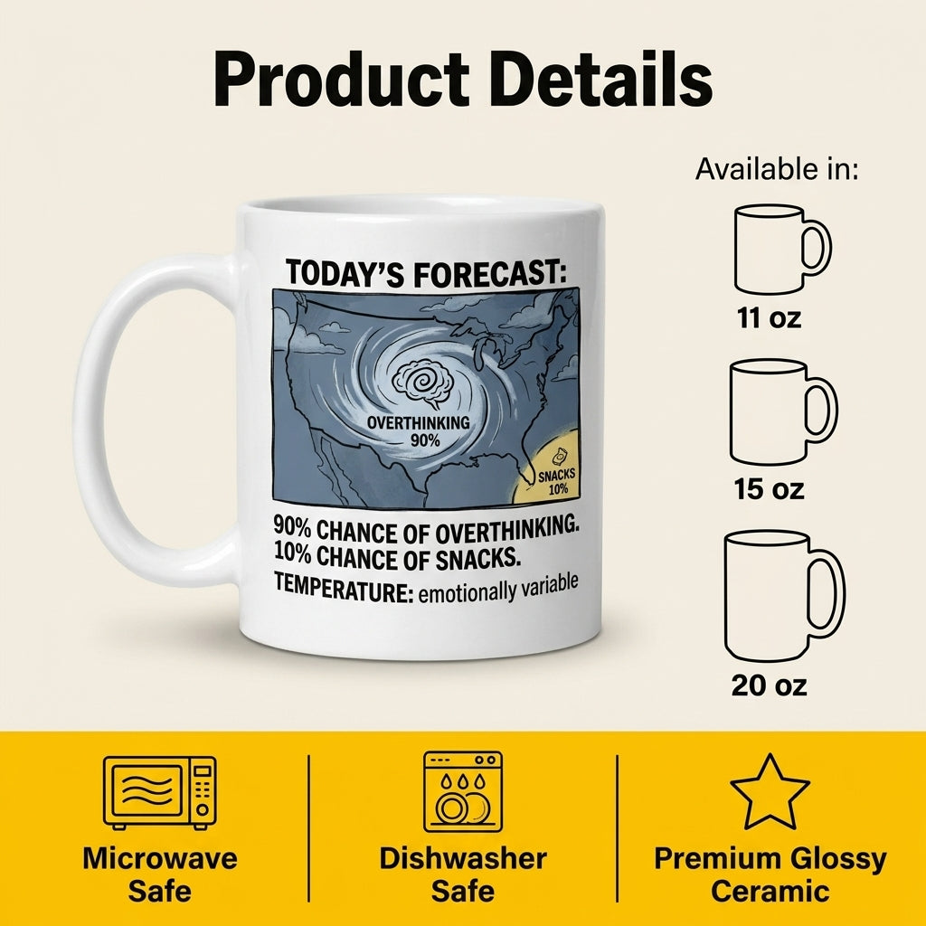 Today’s Forecast Overthinking Snacks Funny Weather Mug Coffee Cup