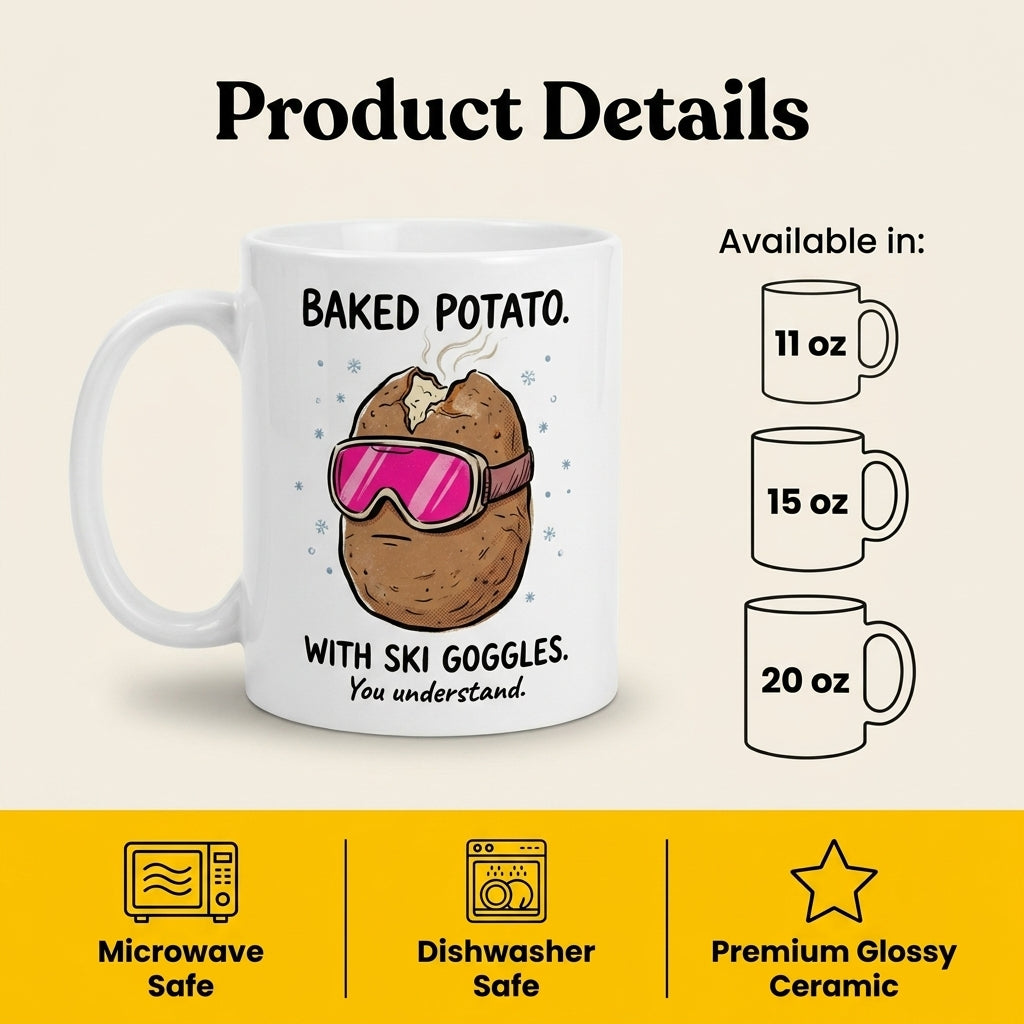 Baked Potato With Ski Goggles Funny Mug Weird Humor Gift