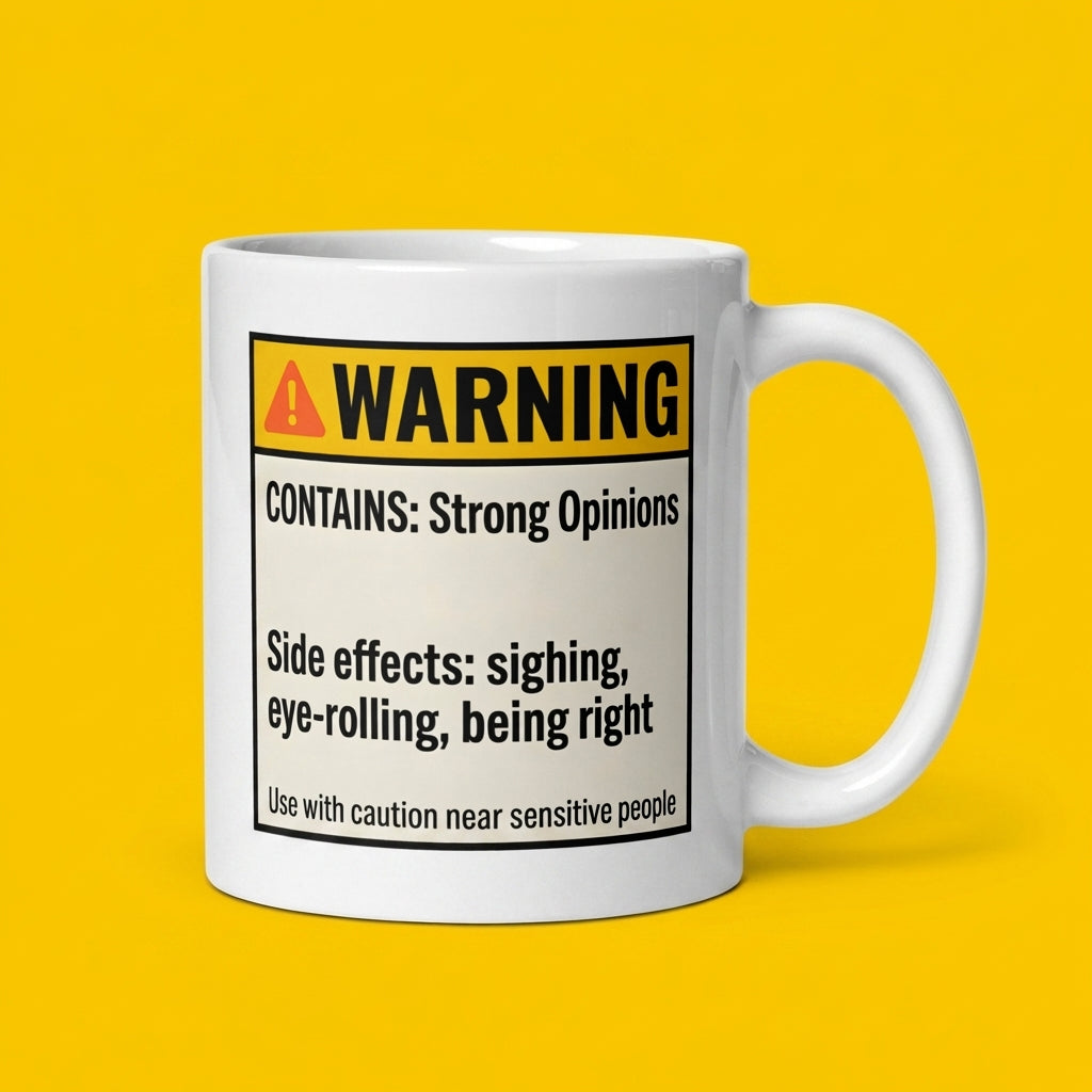 Warning Contains Strong Opinions Funny Sarcastic Mug for Coworkers