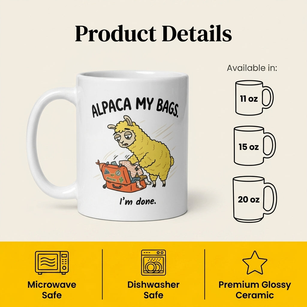Alpaca My Bags Funny Alpaca Mug Cute Animal Pun Coffee Cup
