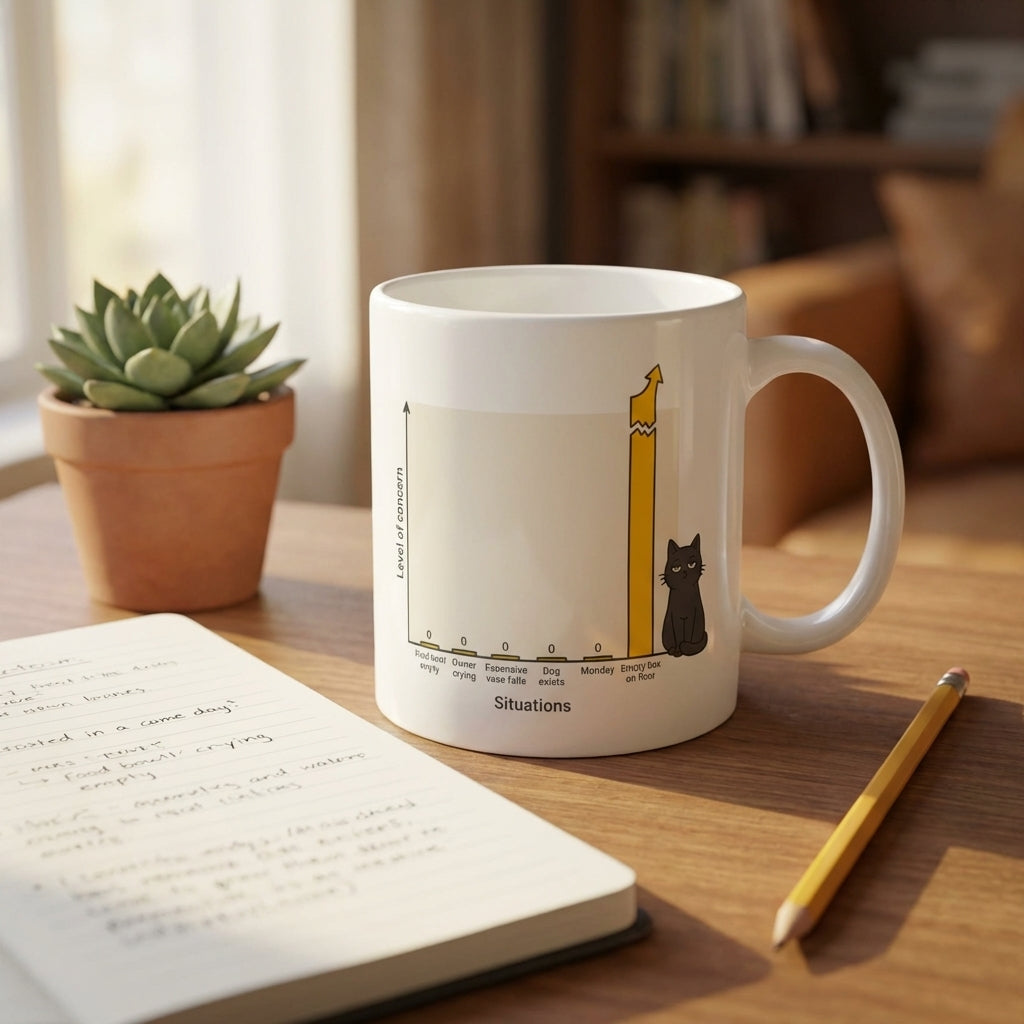 Cat Level of Concern Funny Cat Mug for Cat Lovers and Pet Parents