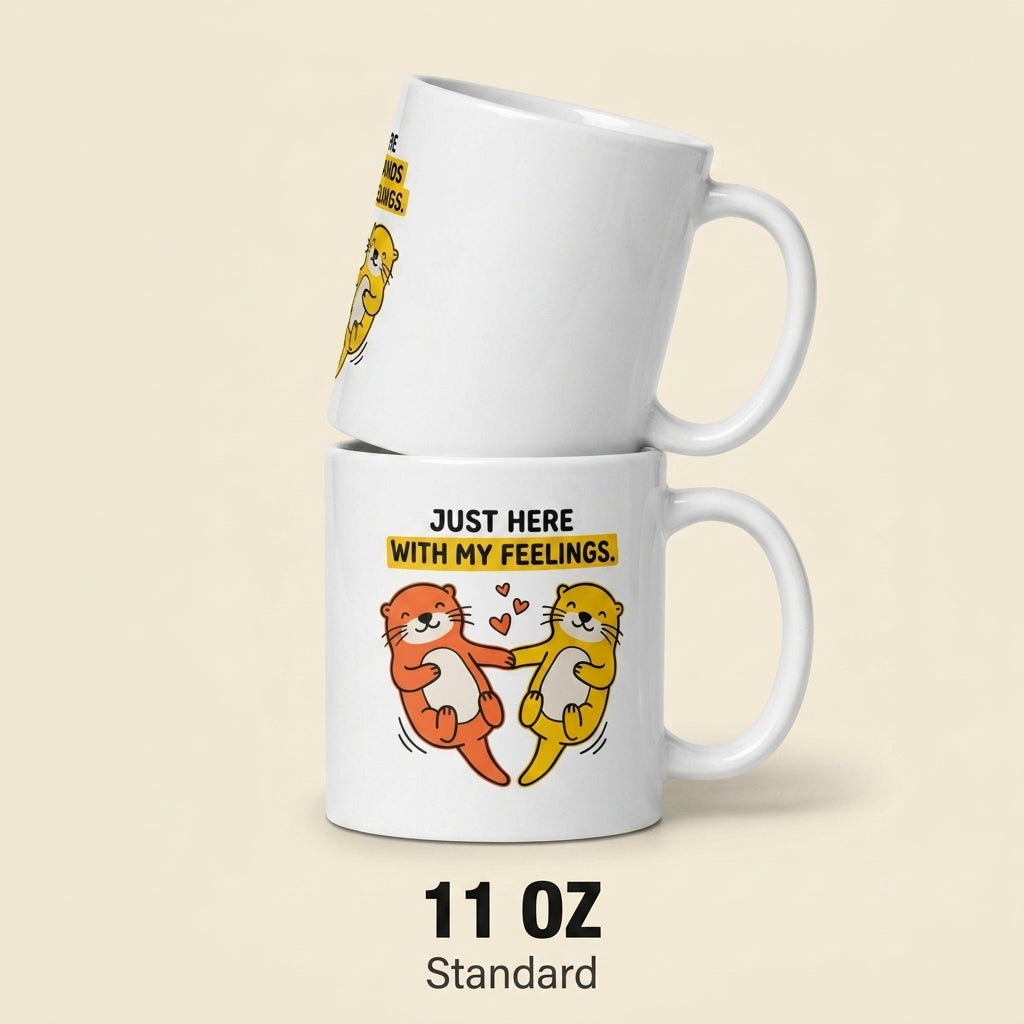 Just Here Holding Hands With My Feelings Funny Otter Mug