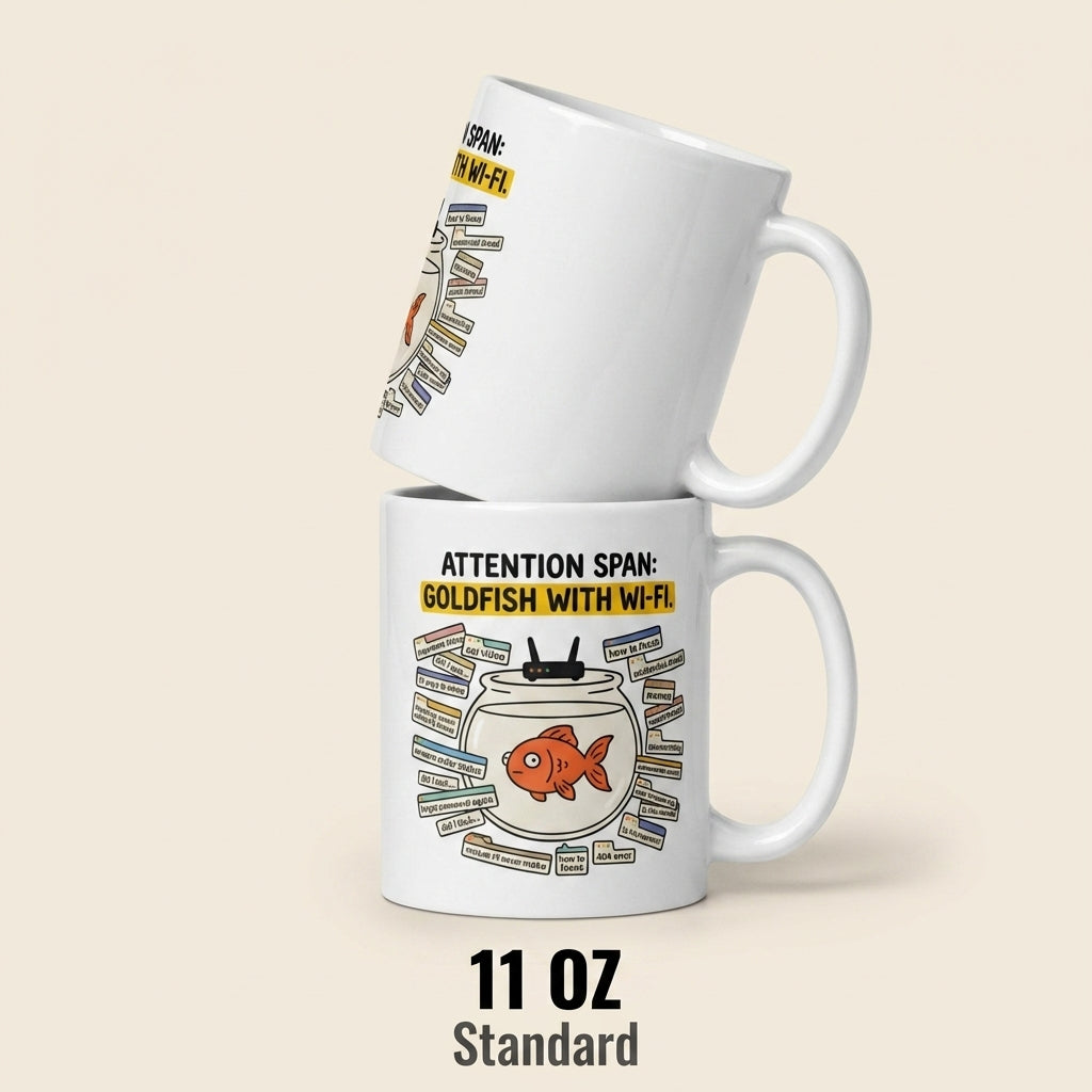 Attention Span Goldfish With Wi Fi Funny ADHD Coffee Mug
