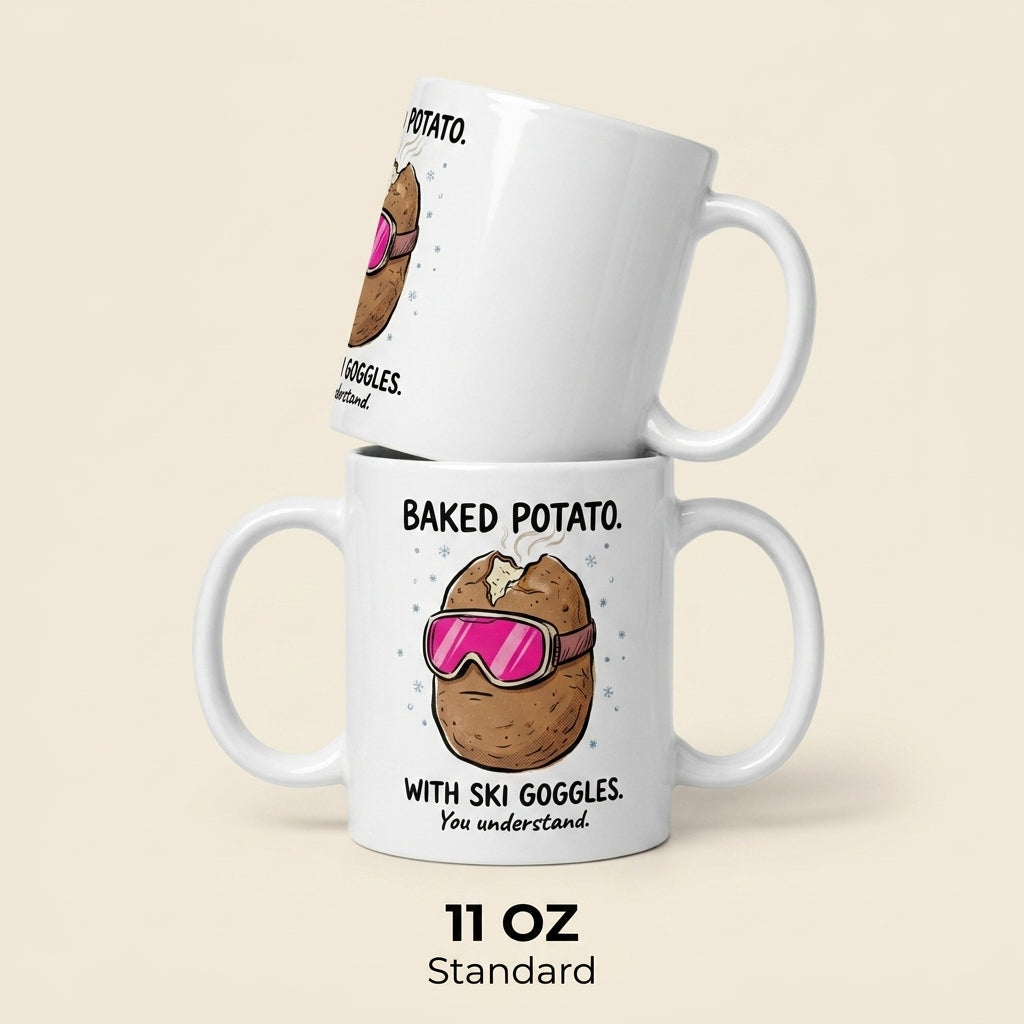 Baked Potato With Ski Goggles Funny Mug Weird Humor Gift