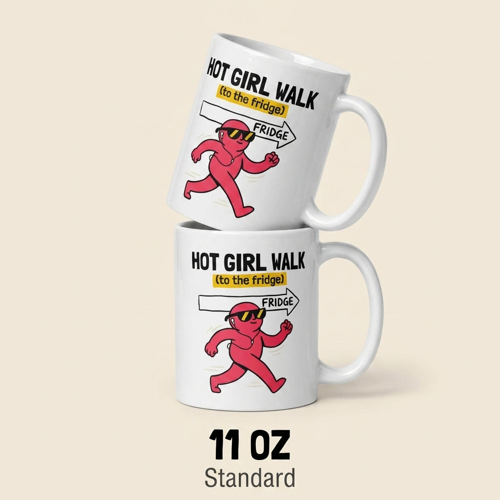 Hot Girl Walk to the Fridge Funny Mug for Cozy Girls