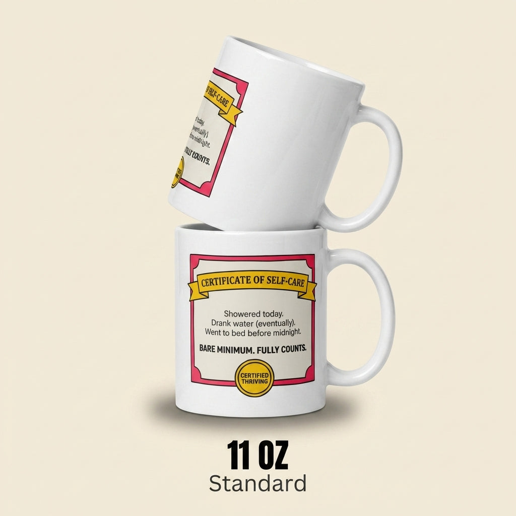 Certificate of Self Care Funny Self Care Mug Bare Minimum Counts