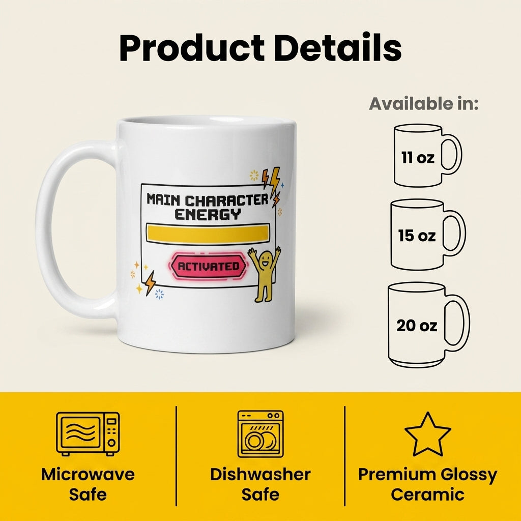 Main Character Energy Activated Funny Mug for Trendy Women