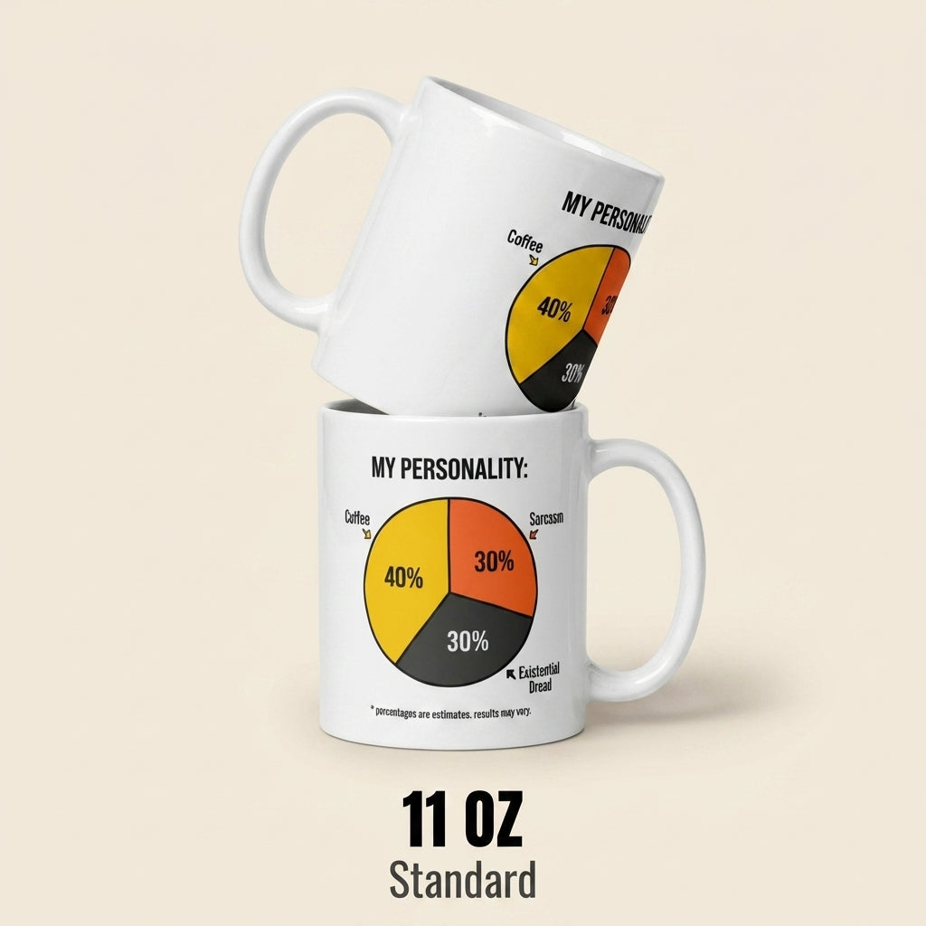 My Personality Coffee Sarcasm Existential Dread Funny Pie Chart Mug
