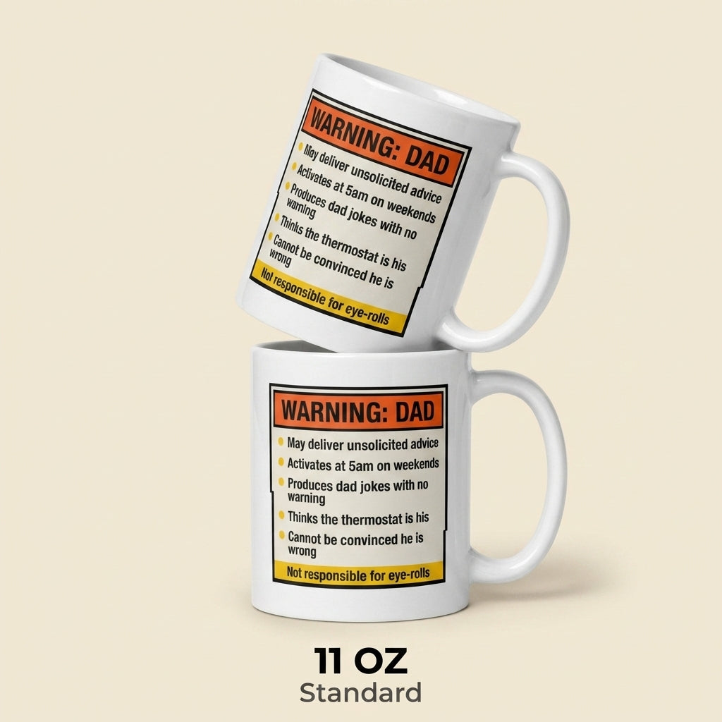 Warning Dad Funny Father’s Day Mug Gift for Dad with Dad Jokes