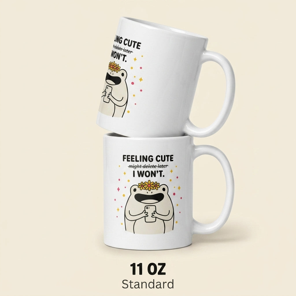 Feeling Cute I Wont Funny Frog Mug Cute Aesthetic Coffee Cup