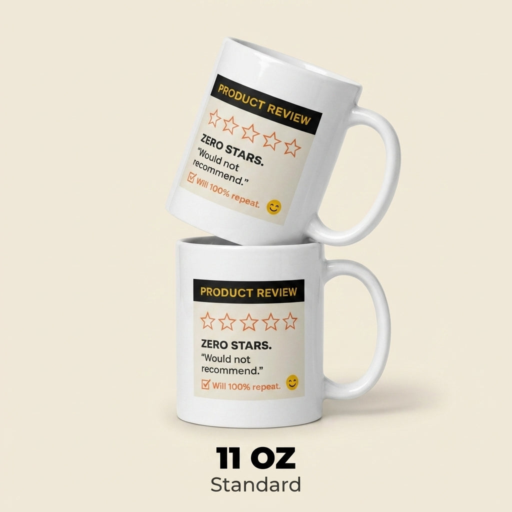 Zero Stars Would Not Recommend Funny Sarcastic Mug for Chaos Lovers