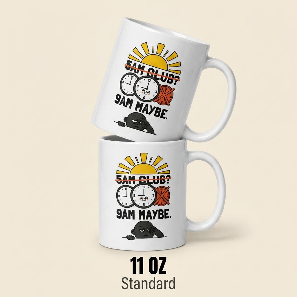 5AM Club 9AM Maybe Funny Coffee Mug for Tired Morning People