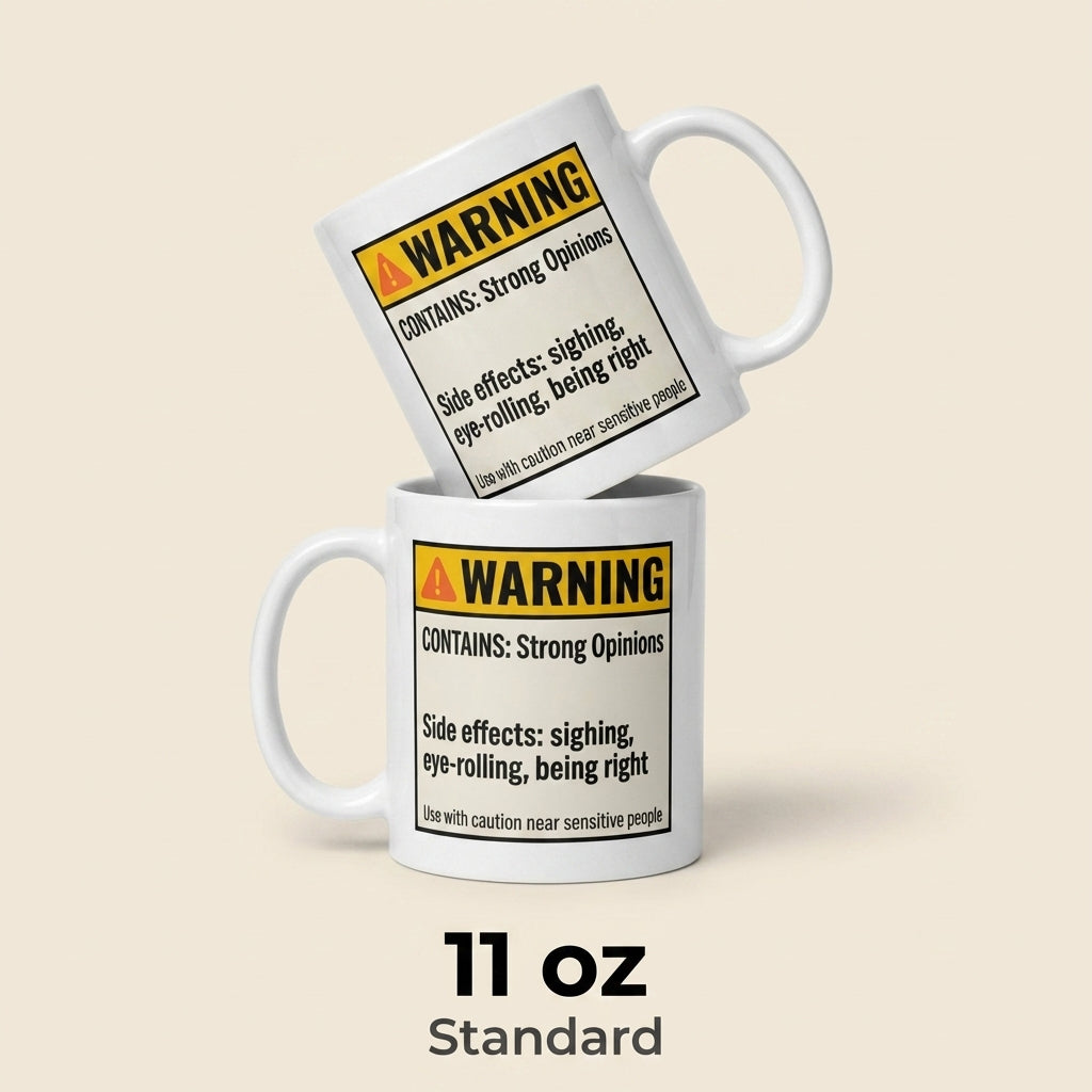 Warning Contains Strong Opinions Funny Sarcastic Mug for Coworkers