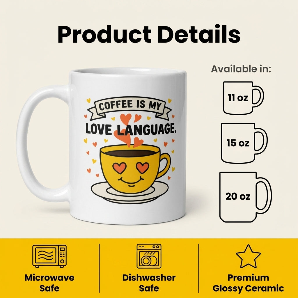Coffee Is My Love Language Funny Coffee Mug for Coffee Lovers