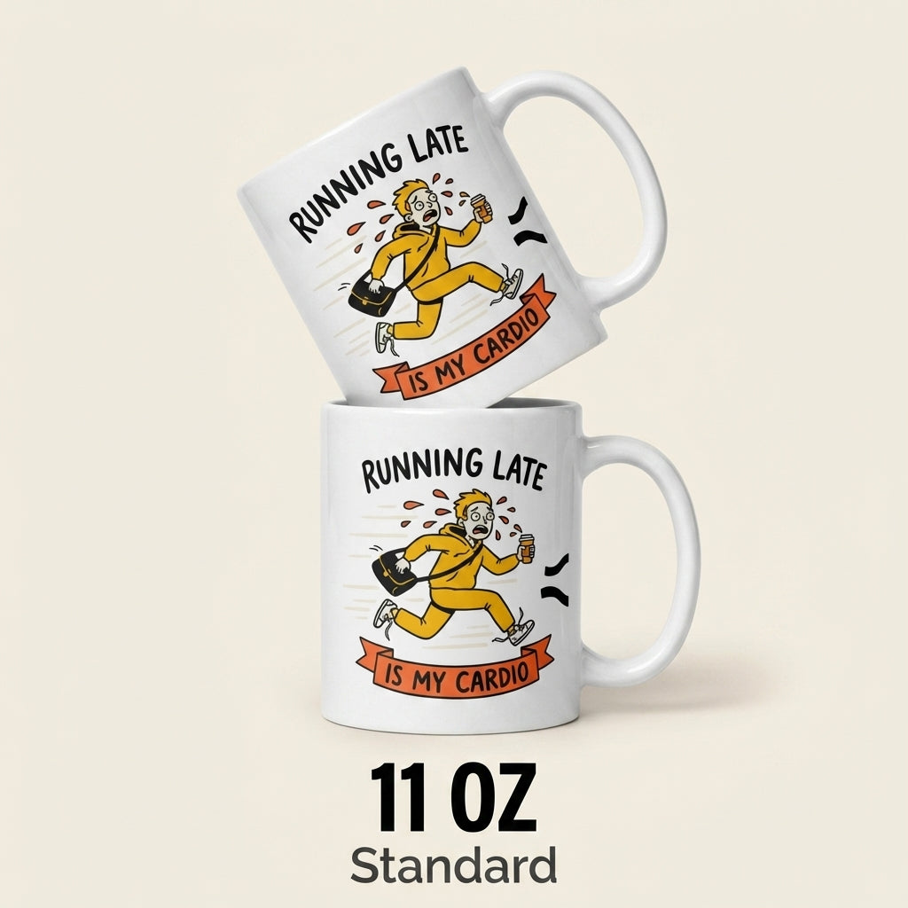 Running Late Is My Cardio Funny Coffee Mug for Coworkers