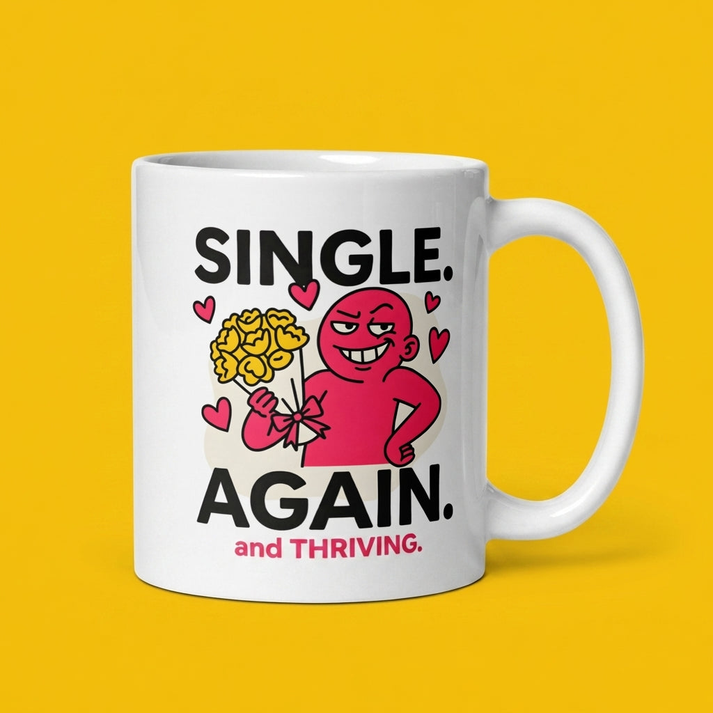 Single Again and Thriving Funny Breakup Mug for Single Women