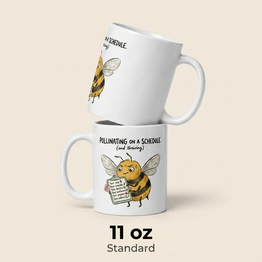 Pollinating on a Schedule Funny Bee Mug Cute Busy Bee Coffee Cup