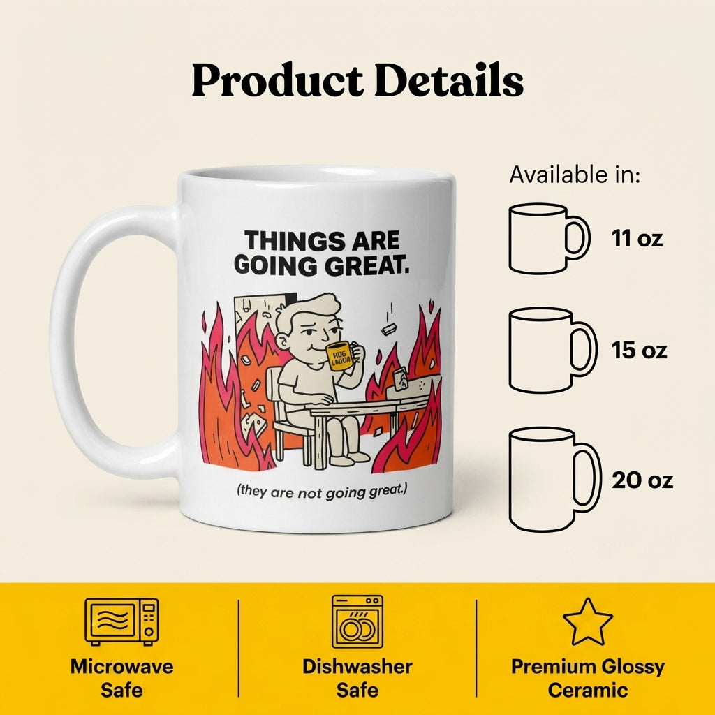 Things Are Going Great Funny This Is Fine Mug Sarcastic Coffee Cup