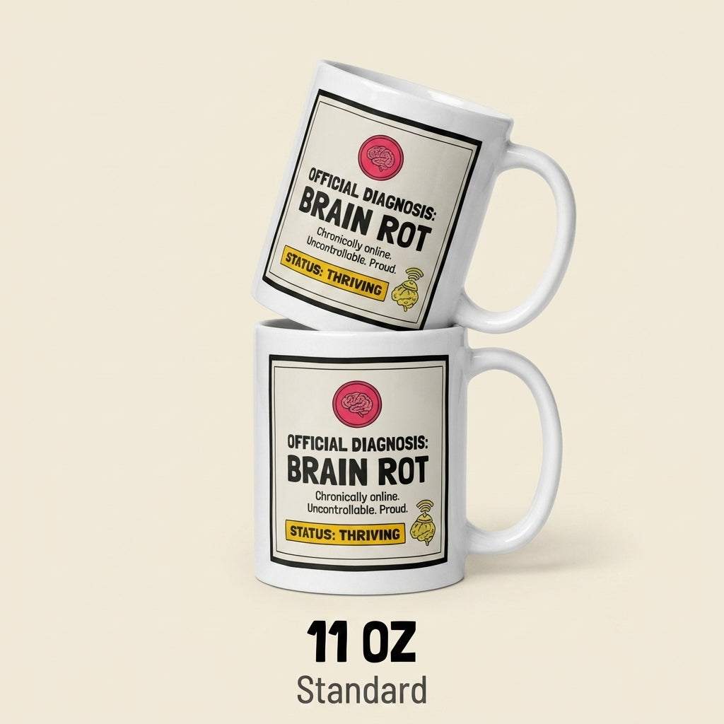 Official Diagnosis Brain Rot Funny Meme Mug Chronically Online Gift