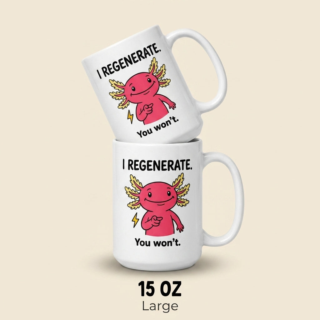 I Regenerate You Wont Funny Axolotl Mug for Sarcastic Humor Lovers