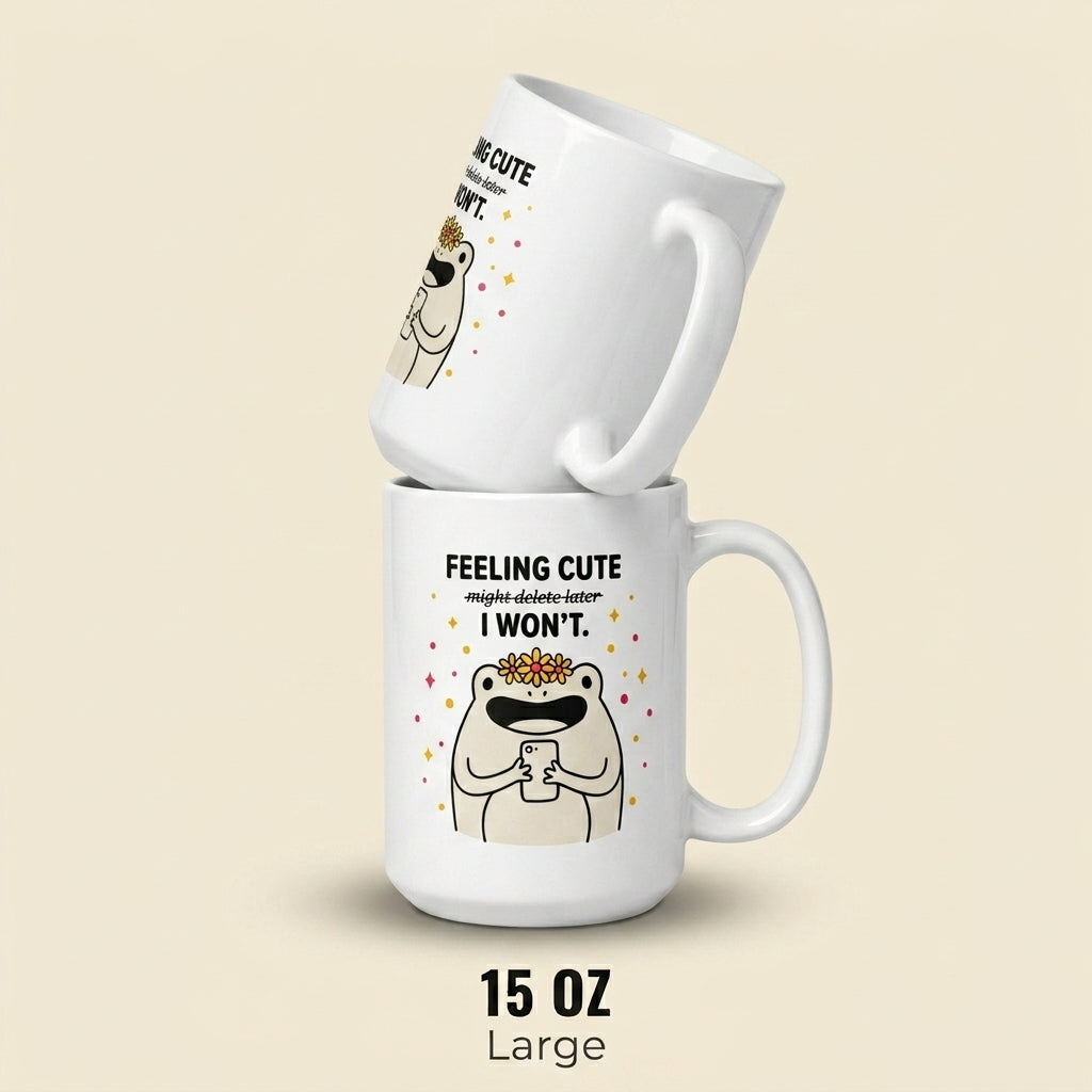 Feeling Cute I Wont Funny Frog Mug Cute Aesthetic Coffee Cup