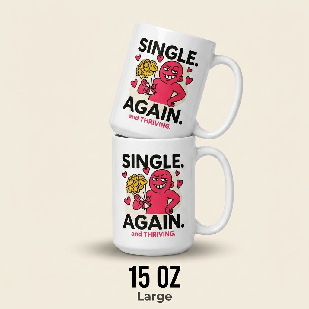 Single Again and Thriving Funny Breakup Mug for Single Women