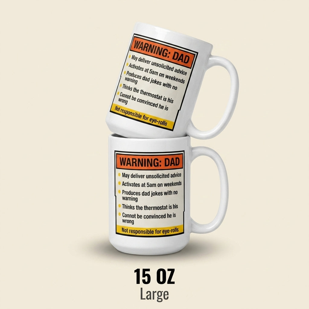 Warning Dad Funny Father’s Day Mug Gift for Dad with Dad Jokes