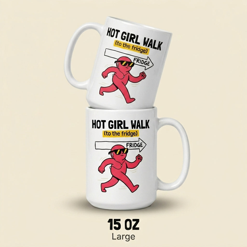 Hot Girl Walk to the Fridge Funny Mug for Cozy Girls