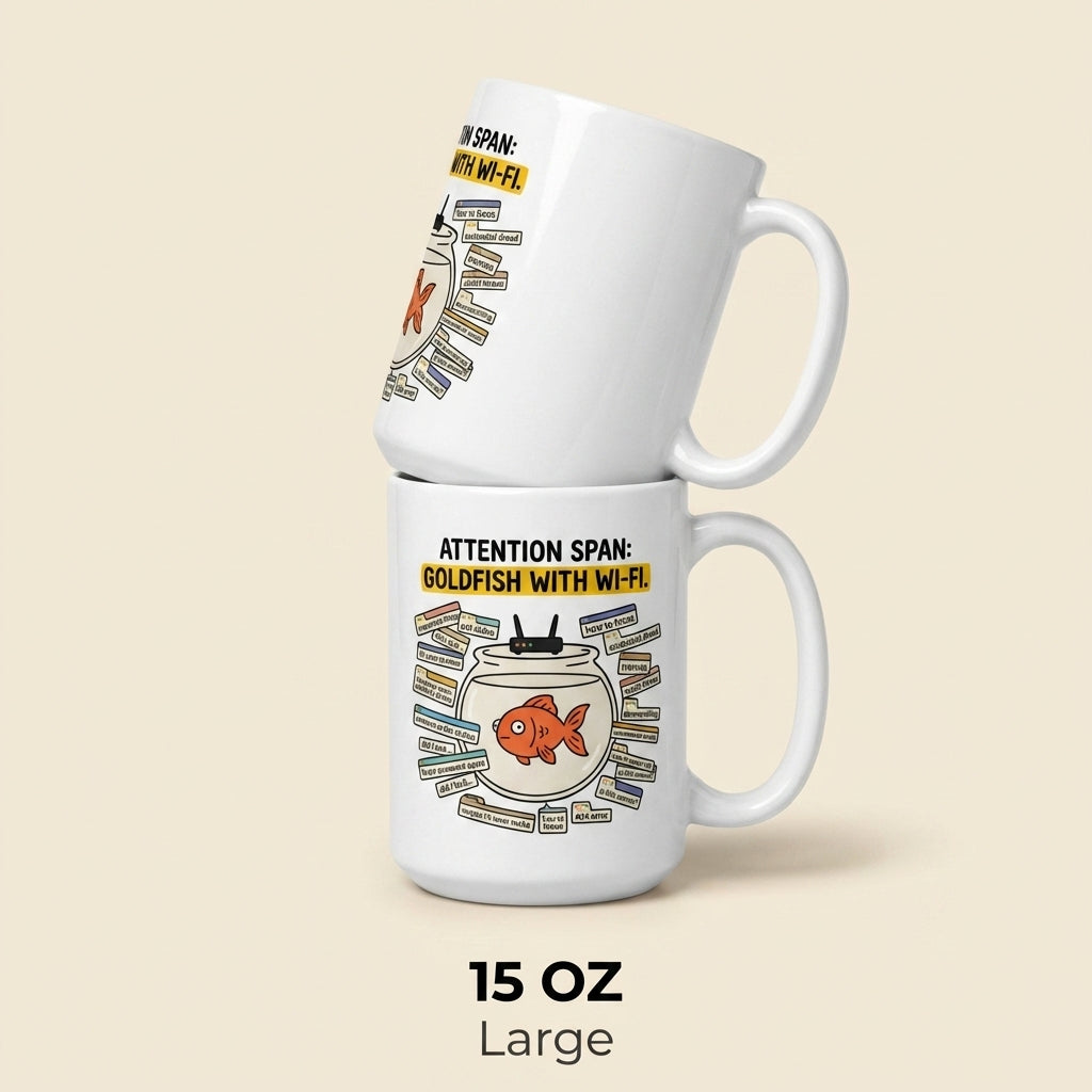 Attention Span Goldfish With Wi Fi Funny ADHD Coffee Mug