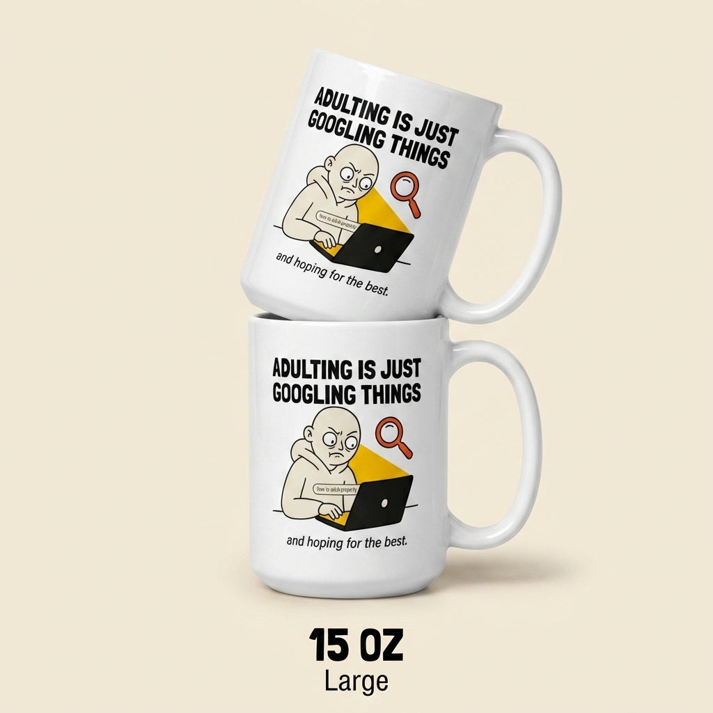 Adulting Is Just Googling Things Funny Adulting Mug for Millennials